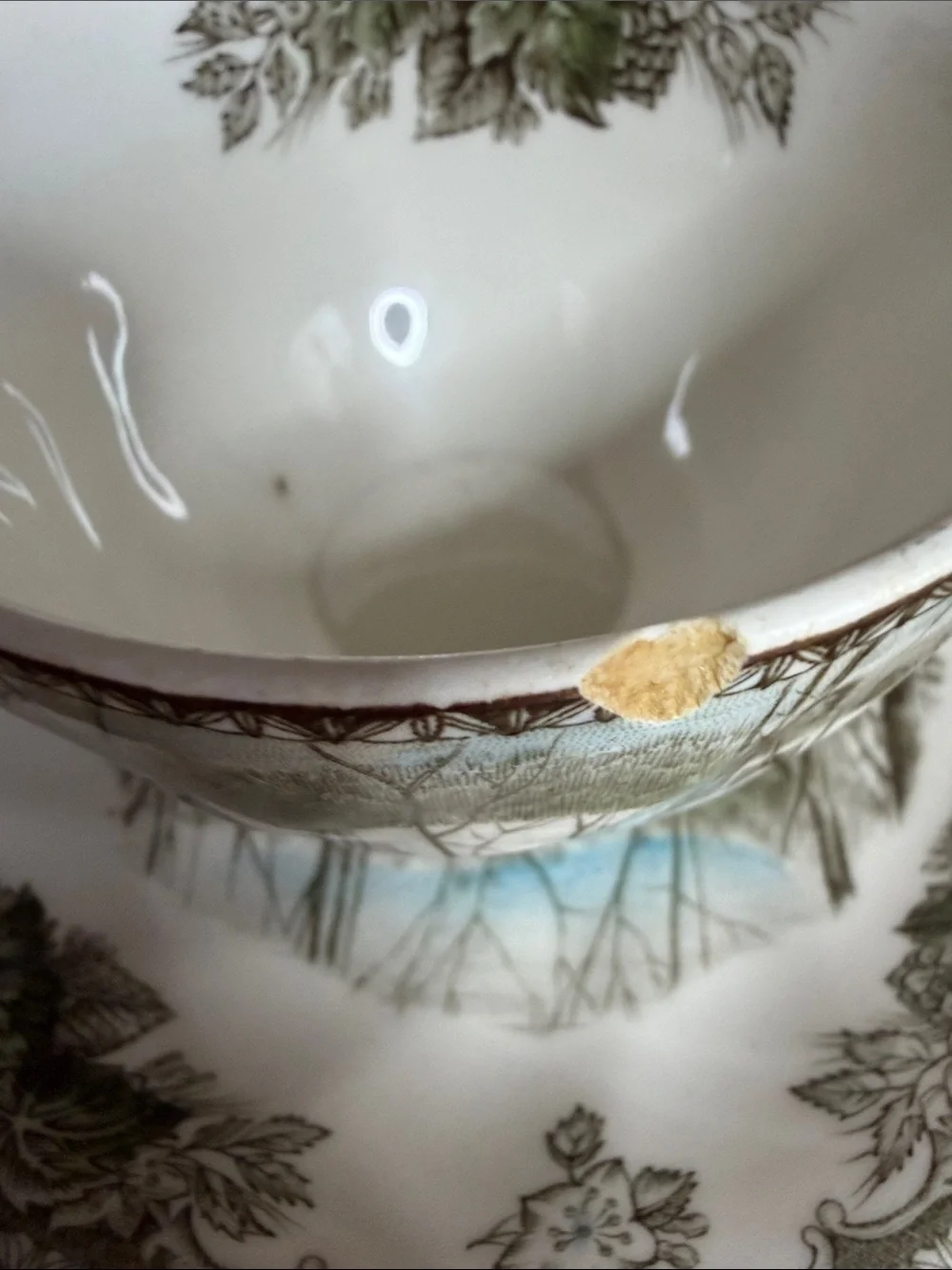 Vintage Johnson Brothers Chipped Teacup & Saucer for Crafts